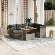 Loungeset 8-delig poly rattan grijs