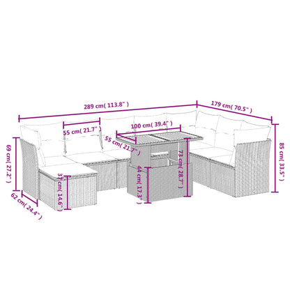9-Delige Loungeset Met Kussens Poly Rattan Zwart