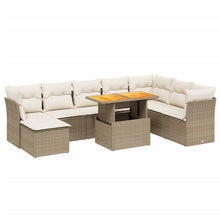 9-delige Loungeset met kussens poly rattan beige