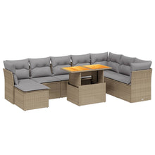 9-delige Loungeset met kussens poly rattan beige