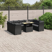 Loungeset 10-delig poly rattan zwart