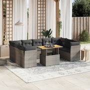 Loungeset 10-delig poly rattan grijs