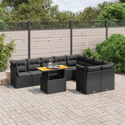 Loungeset 10-delig poly rattan zwart