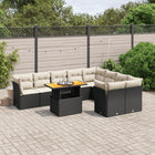 10-Delige Loungeset Met Kussens Poly Rattan Zwart