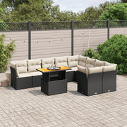 Loungeset 10-delig poly rattan zwart