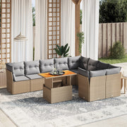 Loungeset 10-delig poly rattan beige