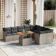 Loungeset 10-delig poly rattan grijs