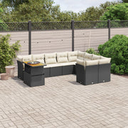 Loungeset 10-delig poly rattan zwart