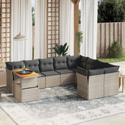 Loungeset 10-delig poly rattan grijs