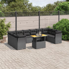 11-piece Loungeset with cushions poly rattan black