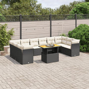Loungeset 11-delig poly rattan zwart
