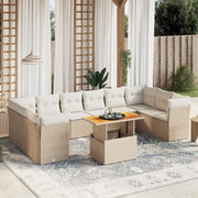 Loungeset poly rattan 11-delig beige