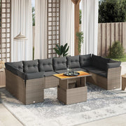 Loungeset 11-delig poly rattan grijs