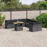Loungeset 11-delig poly rattan zwart