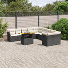 11-piece Loungeset with cushions poly rattan black