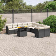 Loungeset 11-delig poly rattan zwart