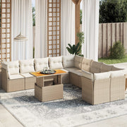 Tuinset poly rattan 11-delig beige