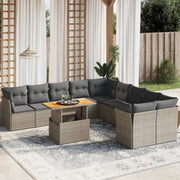 Loungeset 11-delig poly rattan grijs