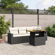 Loungeset 5-delig poly rattan zwart