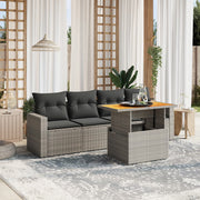 Loungeset 5-delig poly rattan grijs