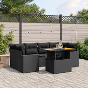 Loungeset 7-delig poly rattan zwart