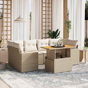 Loungeset 7-delig poly rattan beige