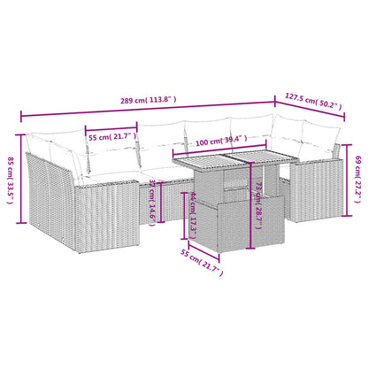 8-Delige Loungeset Met Kussens Poly Rattan Zwart