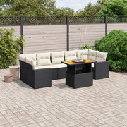 8-piece Lounge Set with Cushions Polyrattan Black