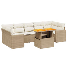 8-delige Loungeset met kussens poly rattan beige