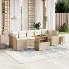 8-delige Loungeset met kussens poly rattan beige