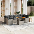 8-delige Loungeset met kussens poly rattan grijs