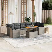 Loungeset 8-delig poly rattan grijs
