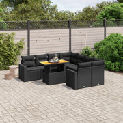 Loungeset 9-delig poly rattan zwart