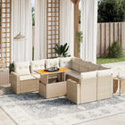 9-piece Loungeset with cushions poly rattan beige