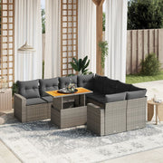 Loungeset 9-delig poly rattan grijs