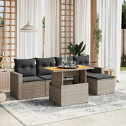 Loungeset 6-delig poly rattan grijs
