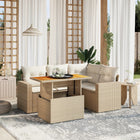 5-piece Loungeset with Cushions Poly Rattan Beige