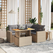 Loungeset 5-delig poly rattan beige