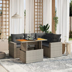 5-piece Loungeset with cushions poly rattan grey