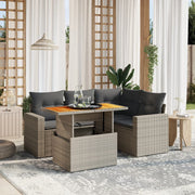 Loungeset 5-delig poly rattan grijs