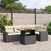 Loungeset 6-delig poly rattan zwart