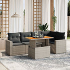 6-piece Lounge Set with Cushions Poly Rattan Grey