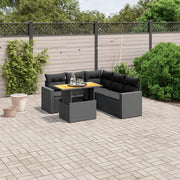 Loungeset 6-delig poly rattan zwart