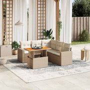 Loungeset 6-delig poly rattan beige