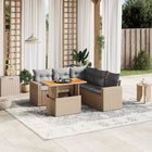 6-piece Lounge Set with cushions poly rattan beige