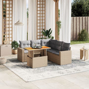 Loungeset 6-delig poly rattan beige