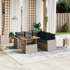 6-piece Lounge Set with Cushions Poly Rattan Grey