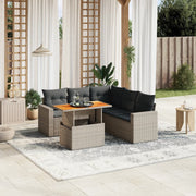 Loungeset 6-delig poly rattan grijs