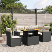 Loungeset 6-delig poly rattan zwart