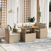 Loungeset 6-delig poly rattan beige